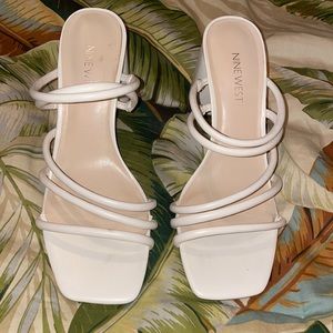 Nine West cream square toe block heels- size 8